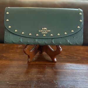 Coach Leather Rivet Slim Envelope Wallet